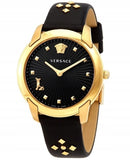 Versace Audrey Quartz Black Dial Black Leather Strap Watch for Women - VELR00319 Authentic Buy Shop Now