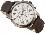 Fossil Grant Chronograph White Dial Brown Leather Strap Watch for Men - FS5344 Authentic Buy Shop Now