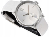 Calvin Klein Accent Silver Dial White Leather Strap Watch for Women - K2Y231K6 Authentic Buy Shop Now