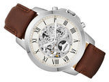 Fossil Grant Automatic White Dial Brown Leather Strap Watch for Men - ME3027 Authentic Buy Shop Now