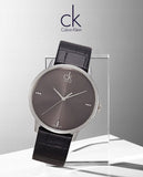 Calvin Klein Grey Dial Black Leather Strap Watch for Women - K2Y2Y1CU Authentic Buy Shop Now