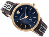 Versace V-Circle Quartz Black Dial Brown Leather Strap Watch for Men - VEBQ01619 Authentic Buy Shop Now