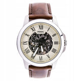 Fossil Grant Automatic Beige Skeleton Dial Brown Leather Strap Watch for Men - ME3099 Authentic Buy Shop Now
