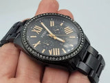 Fossil Cecile Multi Function Crystals Black Dial Black Steel Strap Watch for Women - AM4522 Authentic Buy Shop Now