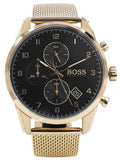Hugo Boss Skymaster Black Dial Gold Mesh Bracelet Watch for Men - 1513838 Authentic Buy Shop Now