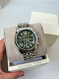 Michael Kors Lexington Quartz Green Dial Silver Steel Strap Watch For Women - MK6222 Authentic Buy Shop Now