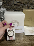 Versace Audrey Quartz White Dial Pink Leather Strap Watch for Women - VELR00119 Authentic Buy Shop Now
