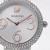 Swarovski Crystal Frost Silver Dial White Leather Strap Watch for Women - 5484070 Authentic Buy Shop Now