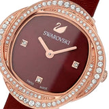 Swarovski Crystal Flower Red Dial Red Leather Strap Watch for Women - 5552780 Authentic Buy Shop Now