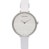Calvin Klein Rise White Grey Dial White Leather Strap Watch for Women - K7A231L6 Authentic Buy Shop Now