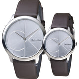 Calvin Klein Minimal Silver Dial Brown Leather Strap Watch for Men - K3M221G6 Authentic Buy Shop Now