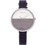 Calvin Klein Rise White Grey Dial Black Leather Strap Watch for Women - K7A231C3 Authentic Buy Shop Now