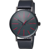 Calvin Klein Boost Black Dial Black Leather Strap Watch for Men - K7Y214CY Authentic Buy Shop Now