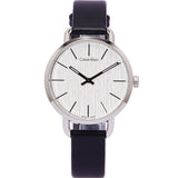 Calvin Klein Even Silver Black Leather Strap Watch for Women - K7B231C6 Authentic Buy Shop Now