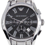 Emporio Armani Valente Chronograph Black Dial Silver Stainless Steel Watch For Men - AR0673 Authentic Buy Shop Now