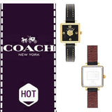 Coach Black Square Dial Black Leather Strap Watch for Women - 14503695 Authentic Buy Shop Now