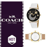 Coach Perry Black Dial White Leather Strap Watch for Women - 14503041 Authentic Buy Shop Now