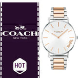 Coach Perry Silver Dial Two Tone Steel Strap Watch for Women - 14503346 Authentic Buy Shop Now