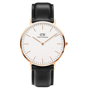Daniel Wellington Classic Sheffield White Dial Black Leather Strap Watch For Men - DW00100007 Authentic Buy Shop Now