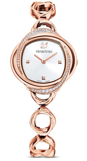 Swarovski Crystal Flower Silver Dial Rose Gold Steel Strap Watch for Women - 5547626 Authentic Buy Shop Now