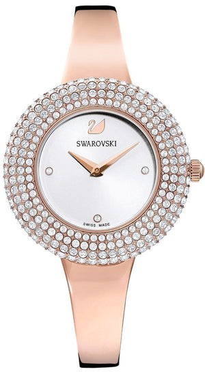 Swarovski Crystal Rose Silver Dial Rose Gold Steel Strap Watch for Women - 5484073 Authentic Buy Shop Now