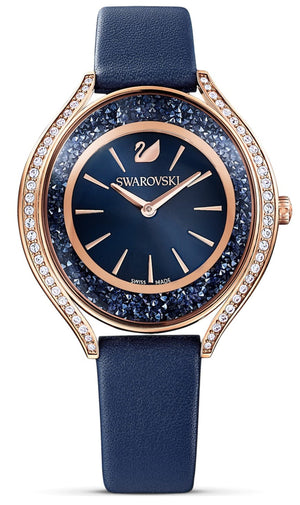 Swarovski Crystalline Aura Blue Dial Blue Leather Strap Watch for Women - 5519447 Authentic Buy Shop Now