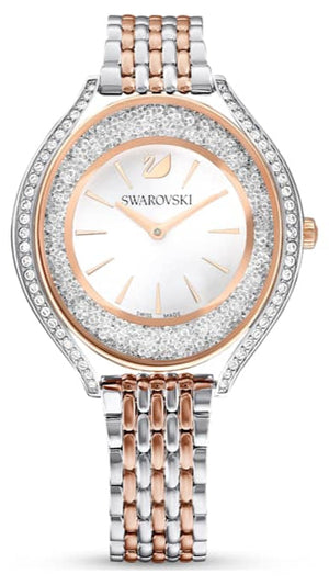 Swarovski Crystalline Aura White Dial Two Tone Mesh Strap Watch for Women - 5644075 Authentic Buy Shop Now