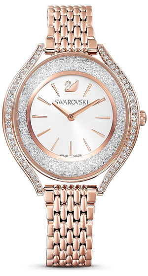 Swarovski Crystalline Aura Silver Dial Rose Gold Steel Strap Watch for Women - 5519459 Authentic Buy Shop Now
