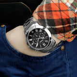 Fossil Grant Chronograph Black Dial Silver Steel Strap Watch for Men - FS4736 Authentic Buy Shop Now