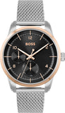 Hugo Boss Sophio Black Dial Silver Mesh Bracelet Watch for Men -1513961 Authentic Buy Shop Now