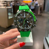 Fossil Bannon Chronograph Grey Dial Green Silicone Strap Watch for Men - BQ2501 Authentic Buy Shop Now