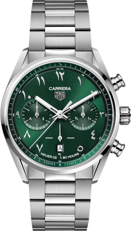 Tag Heuer Carrera Automatic Chronograph Limited Edition Green Dial Silver Steel Strap Watch for Men - CBN2014.EB0240 Authentic Buy Shop Now
