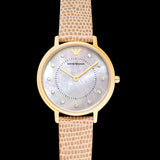Emporio Armani Kappa Quartz Mother of Pearl Taupe Dial Brown Leather Strap Watch For Men - AR11151 Authentic Buy Shop Now
