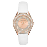 Michael Kors Harlowe Analog Rose Gold Dial White Leather Strap Watch For Women - MK2989 Authentic Buy Shop Now