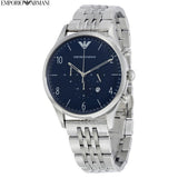 Emporio Armani Chronograph Blue Dial Silver Steel Strap Watch For Men - AR1942 Authentic Buy Shop Now