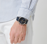Emporio Armani Luigi Chronograph Blue Dial Blue Leather Strap Watch For Men - AR11451 Authentic Buy Shop Now