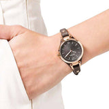 Fossil Georgia Smoke Grey Dial Grey Leather Strap Watch for Women - ES3077 Authentic Buy Shop Now