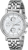 Fossil Boyfriend Chronograph Silver Dial Silver Steel Strap Watch for Women - ES2198 Authentic Buy Shop Now
