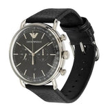 Emporio Armani Aviator Chronograph Black Dial Black Leather Strap Watch For Men - AR11143 Authentic Buy Shop Now