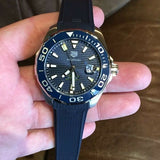 Tag Heuer Aquaracer Calibre 5 Automatic Blue Dial Blue Rubber Strap Watch for Men - WAY201B.FT6150 Authentic Buy Shop Now