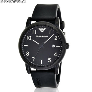 Emporio Armani Luigi Quartz Black Dial Black Silicon Strap Watch For Men - AR11071 Authentic Buy Shop Now