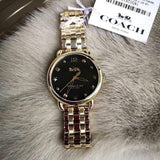 Coach Delancey Black Dial Gold Steel Strap Watch for Women - 14502813 Authentic Buy Shop Now