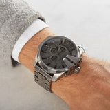 Diesel Mega Chief Chronograph Grey Dial Grey Steel Strap Watch for Men - DZ4282 Authentic Buy Shop Now