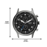 Fossil Retro Pilot Chronograph Black Dial Grey Steel Strap Watch for Men - FS5834 Authentic Buy Shop Now