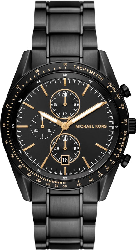 Michael Kors Warren Chronograph Black Dial Black Steel Strap Watch For Men - MK9113 Authentic Buy Shop Now