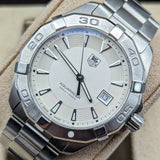 Tag Heuer Aquaracer Quartz White Dial Silver Steel Strap Watch for Men - WAY1111.BA0928 Authentic Buy Shop Now