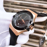Maserati Potenza Black & Rose Gold Dial Black Rubber Strap Watch For Men - R8851108002 Authentic Buy Shop Now