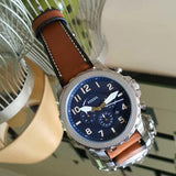 Fossil Bowman Chronograph Blue Dial Brown Leather Strap Watch for Men - FS5602 Authentic Buy Shop Now