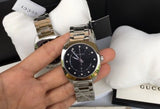 Gucci GG2570 Diamonds Black Dial Silver Steel Strap Watch For Women - YA142404 Authentic Buy Shop Now