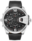 Diesel Uber Chief Oversized 4 Time Black Dial Leather Strap Watch For Men - DZ7376 Authentic Buy Shop Now